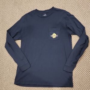 Vineyard Vines Navy Long Sleeve duck hunting lab pocket tee EUC sz M